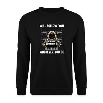 Humorvolle Geschenkidee für Mops Hundehalter Mops - Unisex Pullover - Schwarz - Vorne - Alina (178cm) & Michal (187cm)