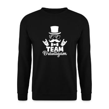 Team Bräutigam JGA Hochzeit Junggesellenabschied - Unisex Pullover - Schwarz - Vorne - Alina (178cm) & Michal (187cm)