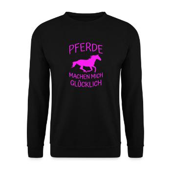 Pferde Glück - Unisex Pullover - Schwarz - Vorne - Alina (178cm) & Michal (187cm)