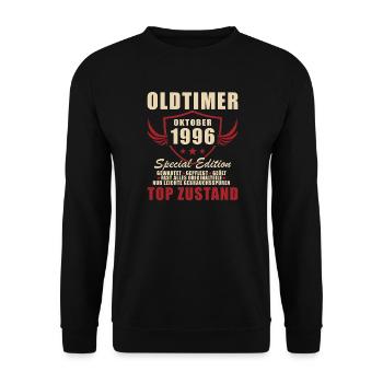 30. Geburtstag Geschenk Mann Original Oktober 1996 - Unisex Pullover - Schwarz - Vorne - Alina (178cm) & Michal (187cm)