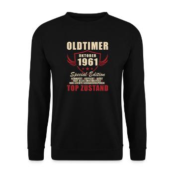 1961 Oktober 1961 Geburtstag Oktober 1961 - Unisex Pullover - Schwarz - Vorne - Alina (178cm) & Michal (187cm)
