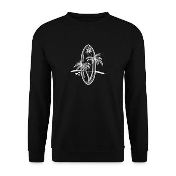 Surfbrett Zeichnung - Unisex Pullover - Schwarz - Vorne - Alina (178cm) & Michal (187cm)