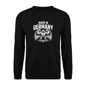  Made In Germany Starker Muskulöser Adler Patriot - Unisex Pullover - Schwarz - Vorne - Alina (178cm) & Michal (187cm)