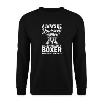 Boxer Hund Spruch Lustige Deutscher Boxer Geschenk - Unisex Pullover - Schwarz - Vorne - Alina (178cm) & Michal (187cm)