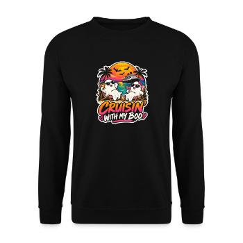 Crusin' mit Boo am Strand - Unisex Pullover - Schwarz - Vorne - Alina (178cm) & Michal (187cm)