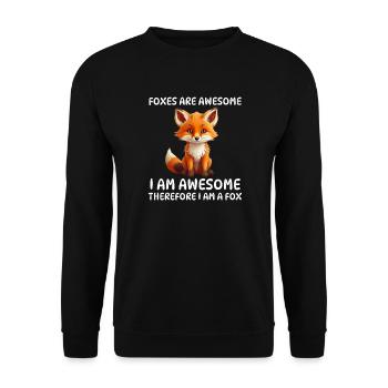 Füchse sind großartig, niedlich, lustiges Fuchsdesign - Unisex Pullover - Schwarz - Vorne - Alina (178cm) & Michal (187cm)