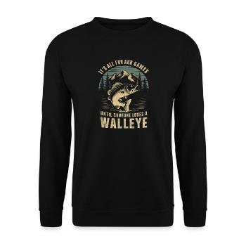 Es ist alles Spaß und Spiel, bis jemand einen Walle verliert - Unisex Pullover - Schwarz - Vorne - Alina (178cm) & Michal (187cm)