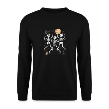 Lustige tanzende Skelette Halloween-Party-Design - Unisex Pullover - Schwarz - Vorne - Alina (178cm) & Michal (187cm)