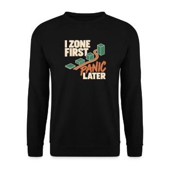 Stadtbau-simulation Gamer Stadtplanung Geschenk - Unisex Pullover - Schwarz - Vorne - Alina (178cm) & Michal (187cm)