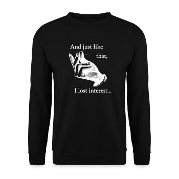 und so verlor ich einfach das Interesse - Unisex Pullover - Schwarz - Vorne - Alina (178cm) & Michal (187cm)