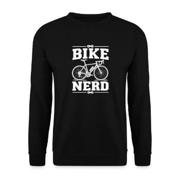 Bike Nerd – Retro Fahrrad-Logo - Unisex Pullover - Schwarz - Vorne - Alina (178cm) & Michal (187cm)