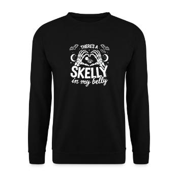Skelettherz-Hände-Tee - Unisex Pullover - Schwarz - Vorne - Alina (178cm) & Michal (187cm)