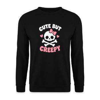 Niedlicher Totenkopfbogen-Grusel-Charme - Unisex Pullover - Schwarz - Vorne - Alina (178cm) & Michal (187cm)