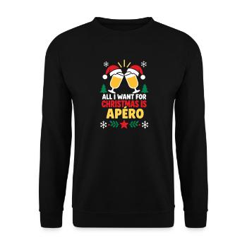Weihnachts-Aperitif: festliche Trinksprüche - Unisex Pullover - Schwarz - Vorne - Alina (178cm) & Michal (187cm)