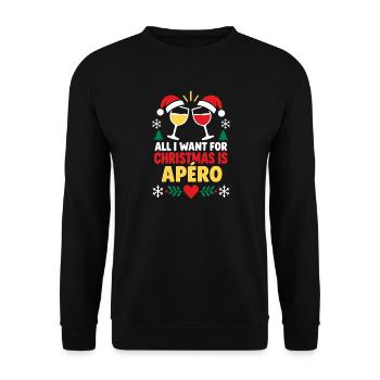 Apéro-Weihnachtstoast-Design - Unisex Pullover - Schwarz - Vorne - Alina (178cm) & Michal (187cm)