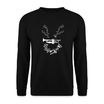 Musiknoten Musik Musiker Notenschlüssel Trompete - Unisex Pullover - Schwarz - Vorne - Alina (178cm) & Michal (187cm)