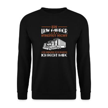 Lkw Fahrer Kraftfahrer LKW-Fahrer - Unisex Pullover - Schwarz - Vorne - Alina (178cm) & Michal (187cm)
