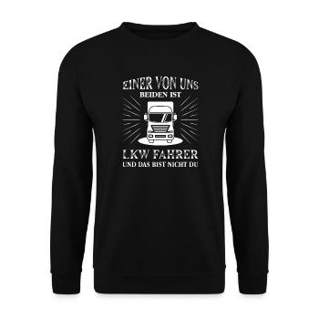 Lkw Fahrer Kraftfahrer LKW-Fahrer - Unisex Pullover - Schwarz - Vorne - Alina (178cm) & Michal (187cm)