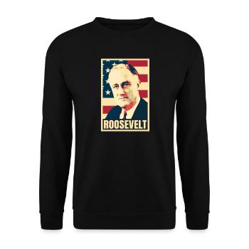 Geschichte des amerikanischen Präsidenten Franklin D. Roosevelt - Unisex Pullover - Schwarz - Vorne - Alina (178cm) & Michal (187cm)