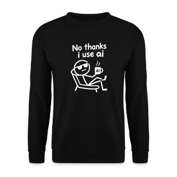 Nein danke, ich benutze KI - Unisex Pullover - Schwarz - Vorne - Alina (178cm) & Michal (187cm)
