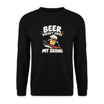 Skifahrer Wintersport Skiurlaub Bier Après Ski Fan - Unisex Pullover - Schwarz - Vorne - Alina (178cm) & Michal (187cm)