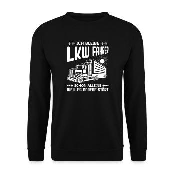 Lkw Fahrer Kraftfahrer LKW-Fahrer - Unisex Pullover - Schwarz - Vorne - Alina (178cm) & Michal (187cm)