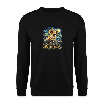 Widder_-2026-_Sternzeichen_1 - Unisex Pullover - Schwarz - Vorne - Alina (178cm) & Michal (187cm)