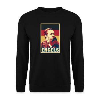 Friedrich Engels, deutscher Politikphilosoph - Unisex Pullover - Schwarz - Vorne - Alina (178cm) & Michal (187cm)