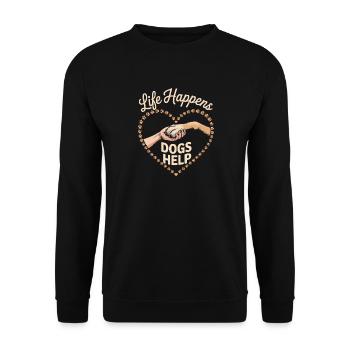 Life Happens Hunde helfen Hundeliebhaber-Design - Unisex Pullover - Schwarz - Vorne - Alina (178cm) & Michal (187cm)