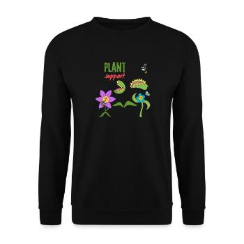 Pflanzenunterstützung - Unisex Pullover - Schwarz - Vorne - Alina (178cm) & Michal (187cm)