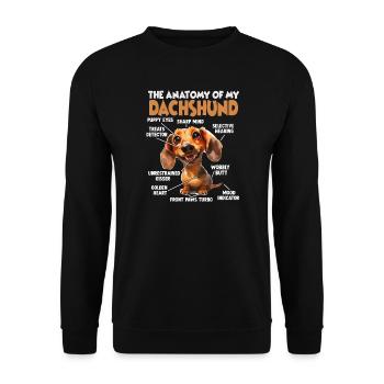 Dackel Teckle Hundehalter T Dackel Anatomie Gassi - Unisex Pullover - Schwarz - Vorne - Alina (178cm) & Michal (187cm)