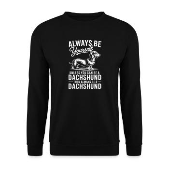 Dackel Spruch Dachshund Lustiges Dackel Geschenk - Unisex Pullover - Schwarz - Vorne - Alina (178cm) & Michal (187cm)