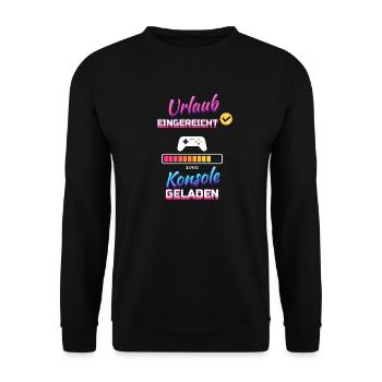 Urlaub Eingereicht Konsole Geladen - Unisex Pullover - Schwarz - Vorne - Alina (178cm) & Michal (187cm)
