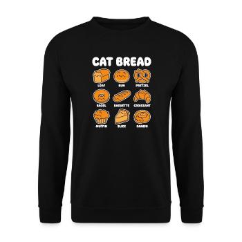 Cat Bread Katze Brot Backen Lustiges Motiv - Unisex Pullover - Schwarz - Vorne - Alina (178cm) & Michal (187cm)