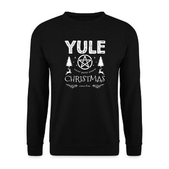 Yule Errate nie, woher Weihnachten kommt Heidnisch - Unisex Pullover - Schwarz - Vorne - Alina (178cm) & Michal (187cm)