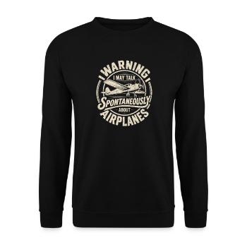 Ich rede spontan über Flugzeuge - Unisex Pullover - Schwarz - Vorne - Alina (178cm) & Michal (187cm)
