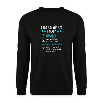Lhasa Apso Hund - Unisex Pullover - Schwarz - Vorne - Alina (178cm) & Michal (187cm)