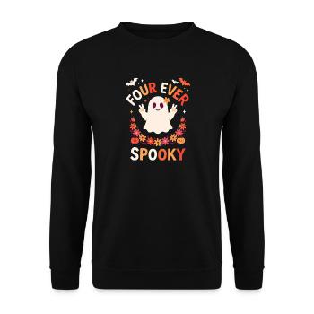 Vier immer unheimliche süße Geister Halloween 4. Geburtstag - Unisex Pullover - Schwarz - Vorne - Alina (178cm) & Michal (187cm)