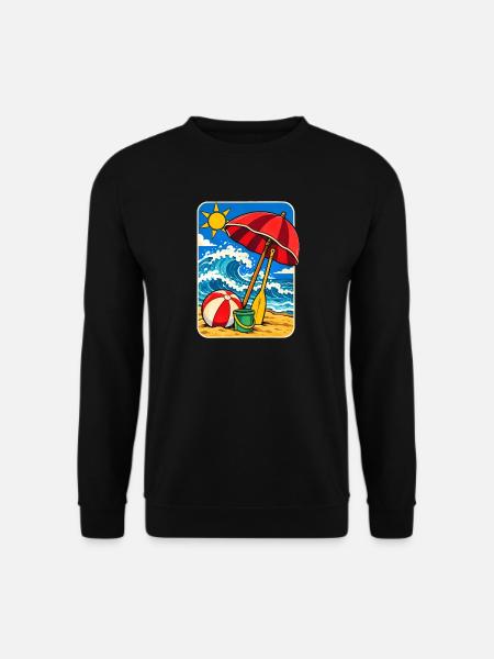Retro Sunny Beach Day Illustration - Unisex Pullover - Schwarz
