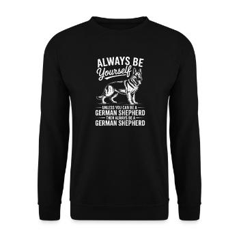 Deutscher Schäferhund Lustige Schäferhund Geschenk - Unisex Pullover - Schwarz - Vorne - Alina (178cm) & Michal (187cm)