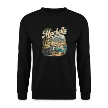 Marbella Puerto Banus Hafen - Unisex Pullover - Schwarz - Vorne - Alina (178cm) & Michal (187cm)
