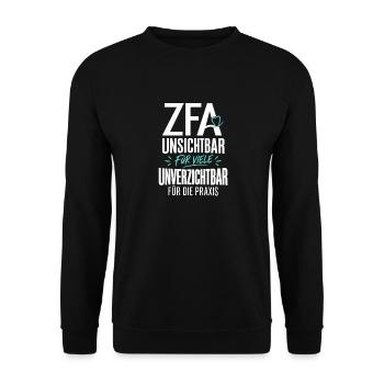 ZFA – unsichtbar für viele, unverzichtbar für die  - Unisex Pullover - Schwarz - Vorne - Alina (178cm) & Michal (187cm)