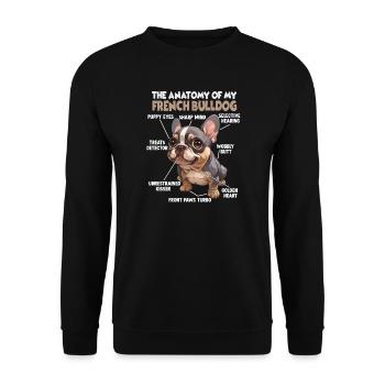 Witziges Französische Bulldogge Hund Frenchie Bull - Unisex Pullover - Schwarz - Vorne - Alina (178cm) & Michal (187cm)