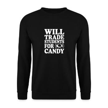 Will Studenten gegen Süßigkeiten tauschen - Unisex Pullover - Schwarz - Vorne - Alina (178cm) & Michal (187cm)