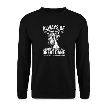Deutsche Dogge Lustiges Deutsche Dogge Geschenk - Unisex Pullover - Schwarz - Vorne - Alina (178cm) & Michal (187cm)