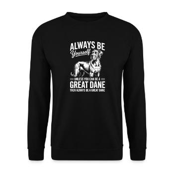 Deutsche Dogge Lustiges Deutsche Dogge Geschenk - Unisex Pullover - Schwarz - Vorne - Alina (178cm) & Michal (187cm)