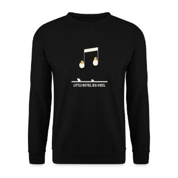 Little Notes Big Vibes – Musik Küken - Unisex Pullover - Schwarz - Vorne - Alina (178cm) & Michal (187cm)