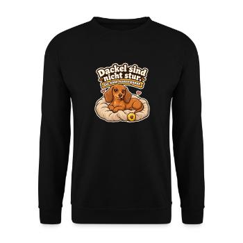 Dackelbesitzer Dackel Spruch Stur Konsequent - Unisex Pullover - Schwarz - Vorne - Alina (178cm) & Michal (187cm)