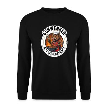 Schwenker Grillsport Wildschwein T-Shirt - Unisex Pullover - Schwarz - Vorne - Alina (178cm) & Michal (187cm)
