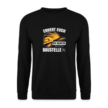Erhebt Euch - Der Bauherr Betritt die Baustelle - Unisex Pullover - Schwarz - Vorne - Alina (178cm) & Michal (187cm)